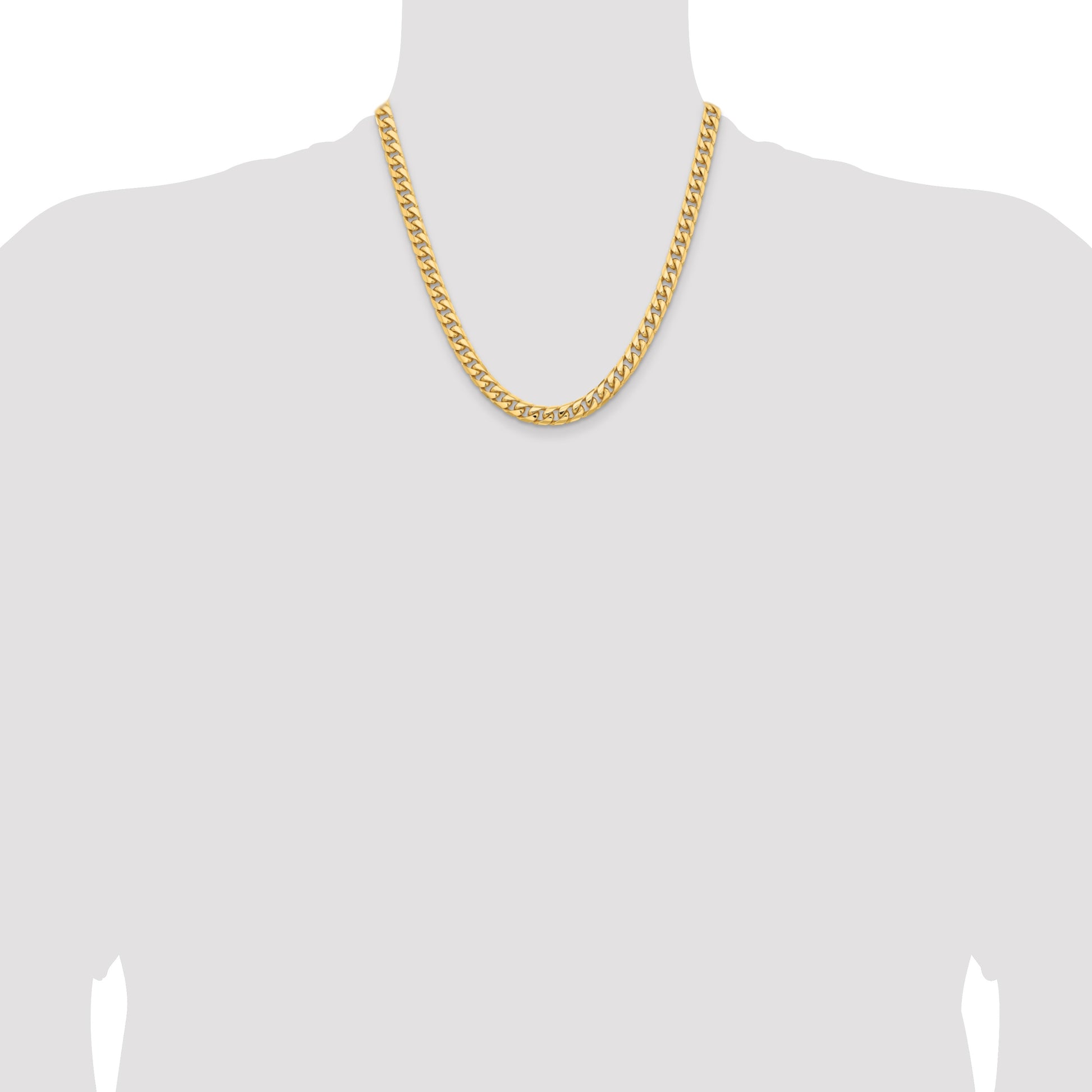 14K 20 inch 6.75mm Solid Miami Cuban Link with Lobster Clasp Chain
