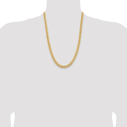 14K 24 inch 6.75mm Solid Miami Cuban Link with Lobster Clasp Chain