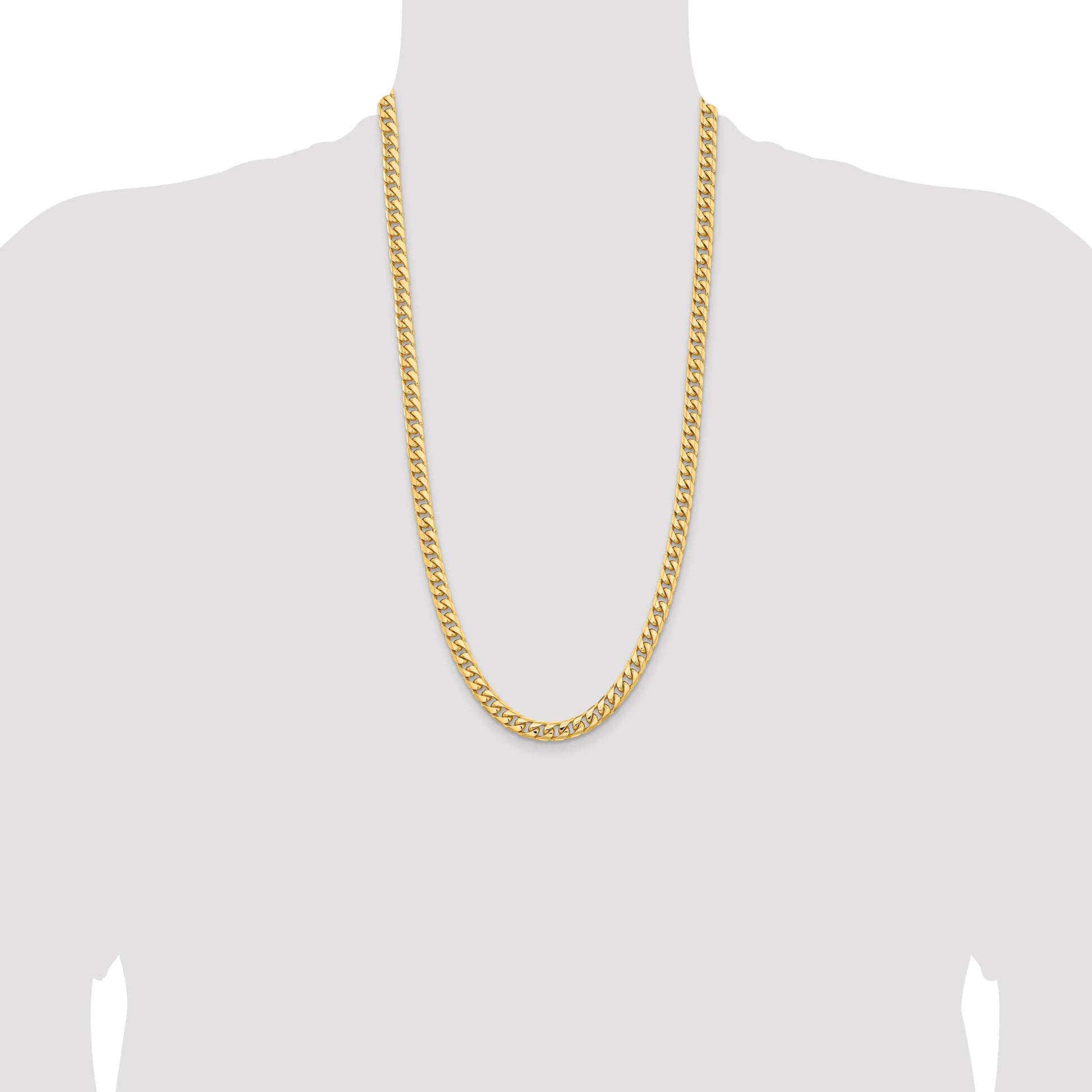 14K 28 inch 6.75mm Solid Miami Cuban Link with Lobster Clasp Chain