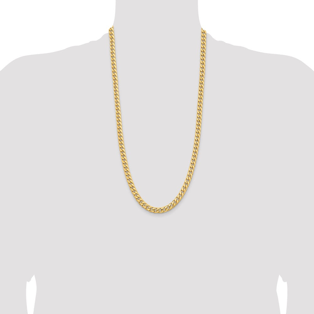 14K 28 inch 6.75mm Solid Miami Cuban Link with Lobster Clasp Chain