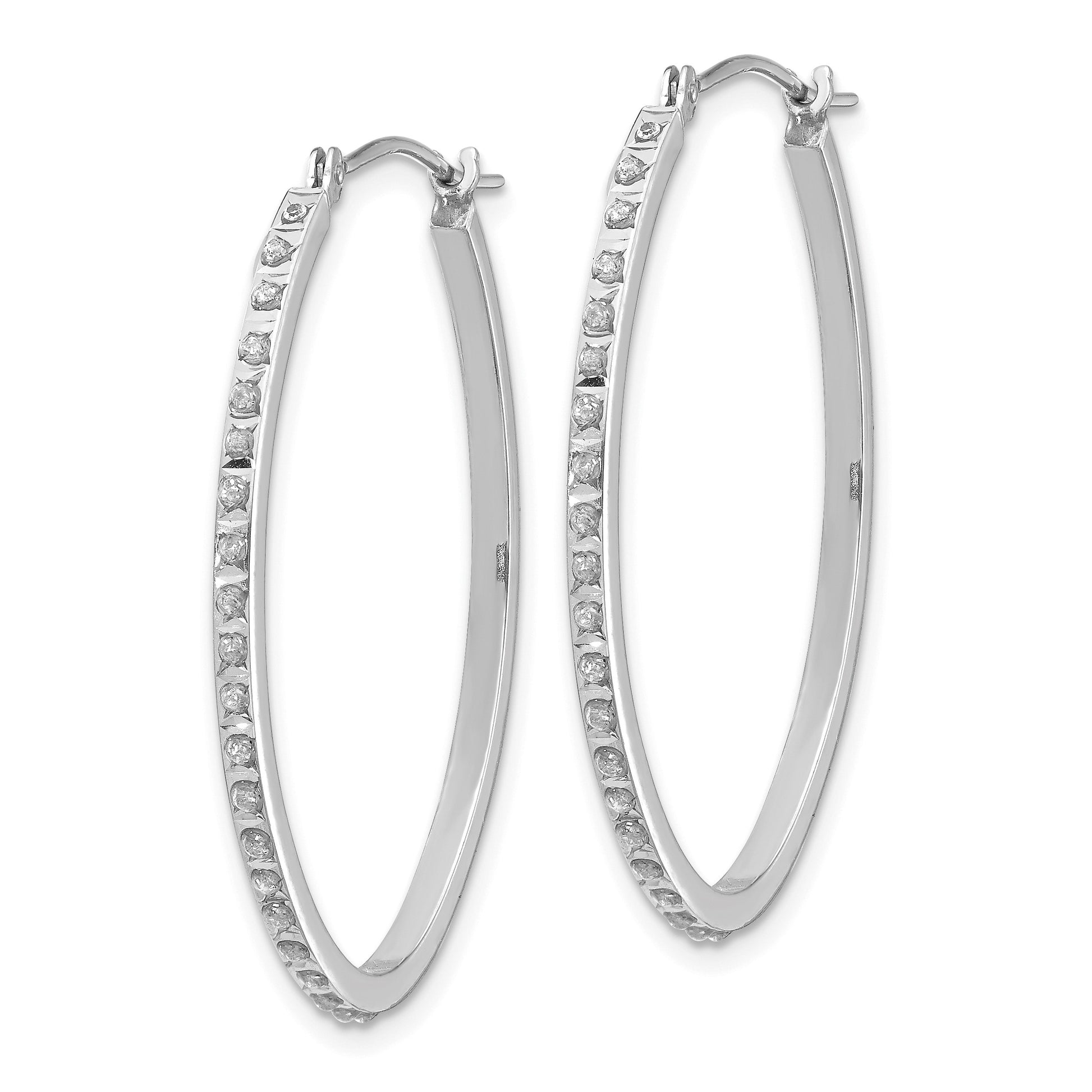 14k White Gold Diamond Fascination Diamond Dust/Accent 2x31mm Oval Hoop Earrings