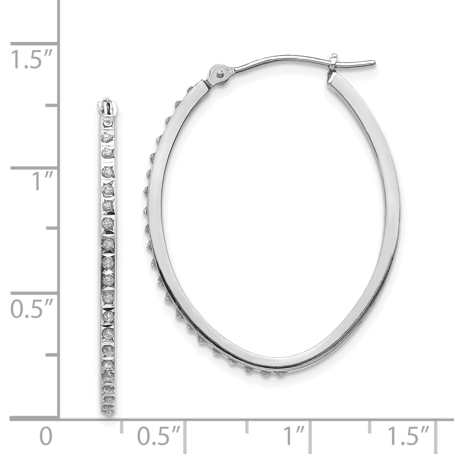 14k White Gold Diamond Fascination Diamond Dust/Accent 2x31mm Oval Hoop Earrings