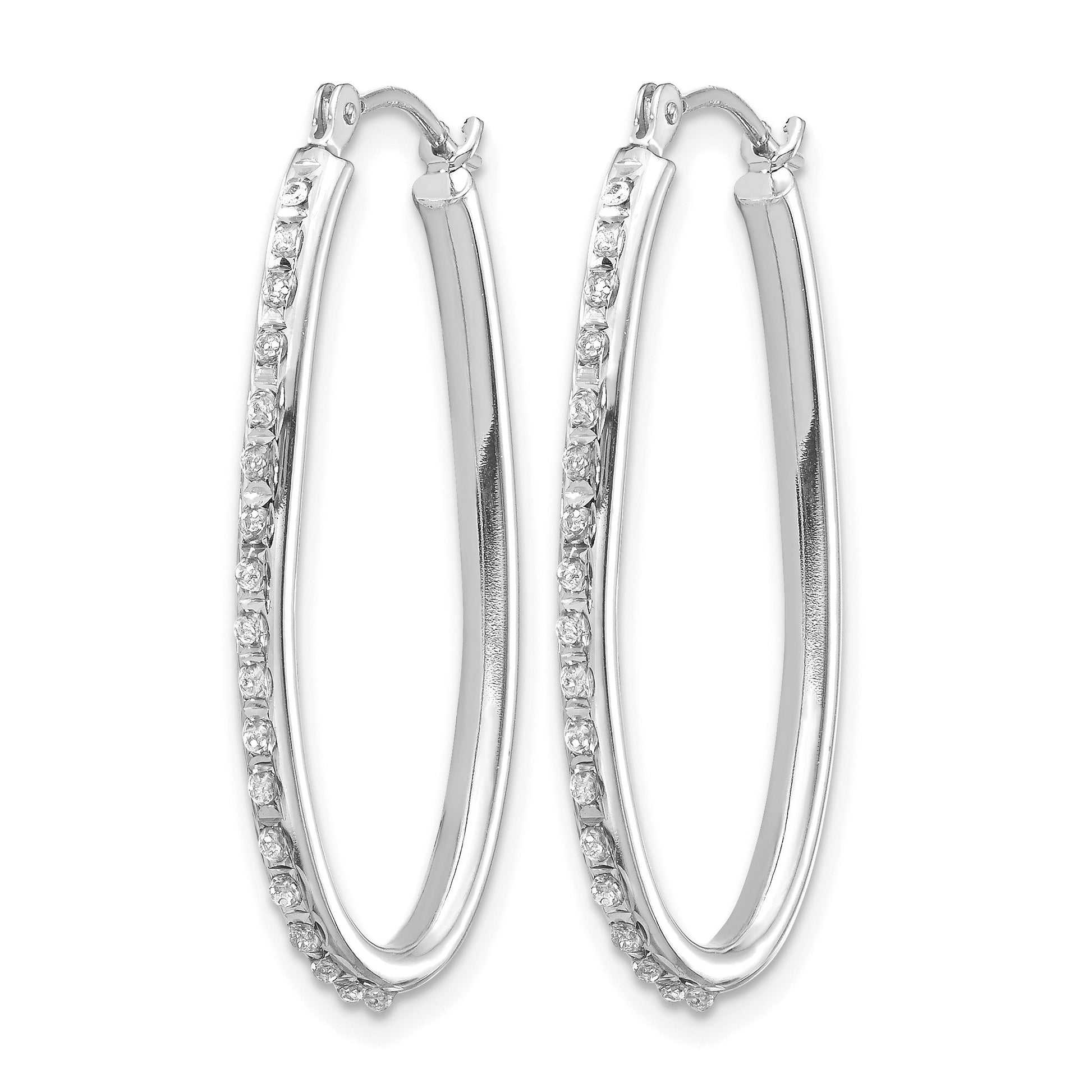 14k White Gold Diamond Fascination Diamond Dust/Accent 2x31mm Oval Hoop Earrings
