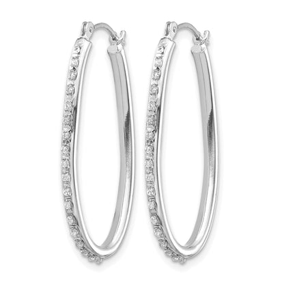 14k White Gold Diamond Fascination Diamond Dust/Accent 2x31mm Oval Hoop Earrings