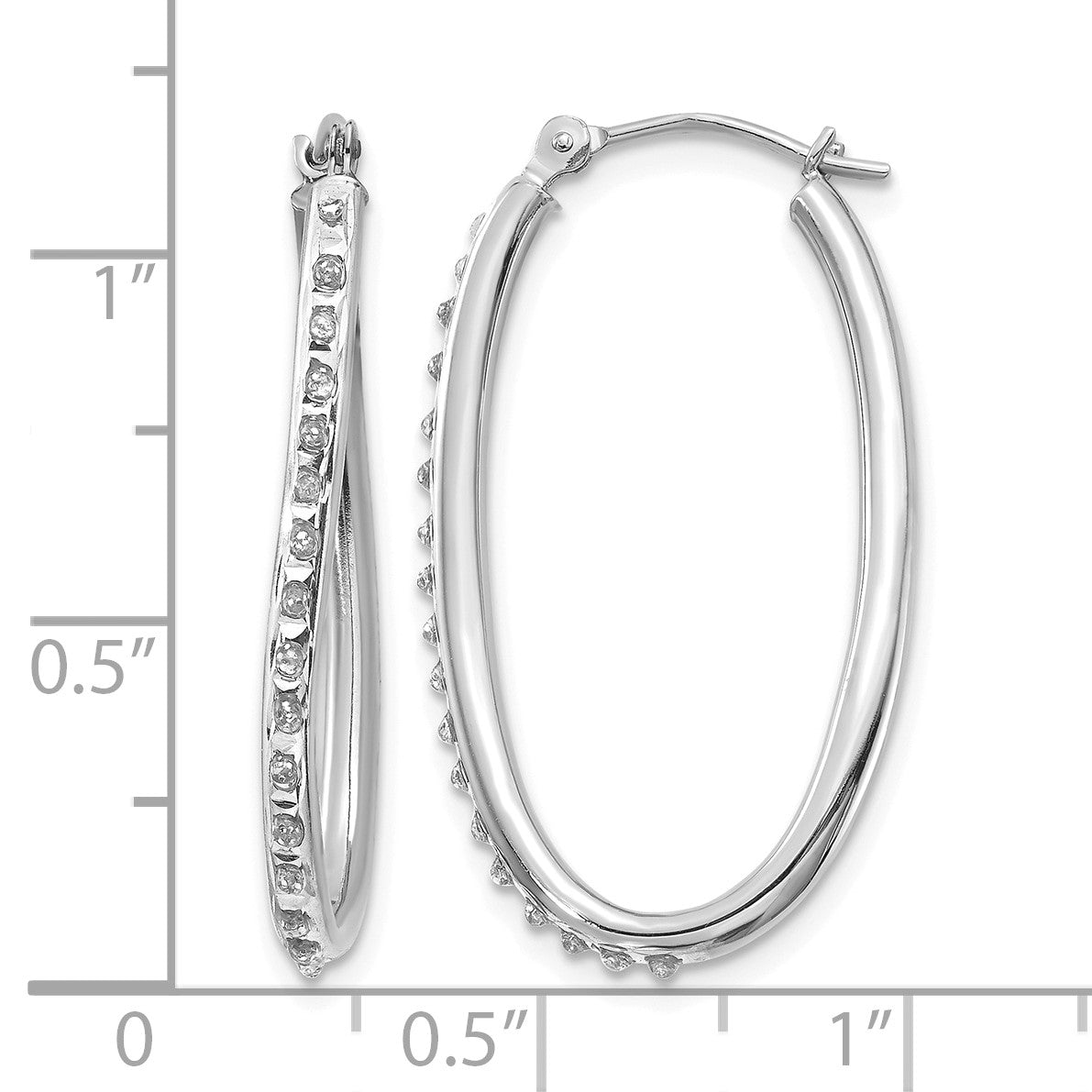 14k White Gold Diamond Fascination Diamond Dust/Accent 2x31mm Oval Hoop Earrings