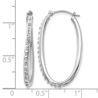 14k White Gold Diamond Fascination Diamond Dust/Accent 2x31mm Oval Hoop Earrings