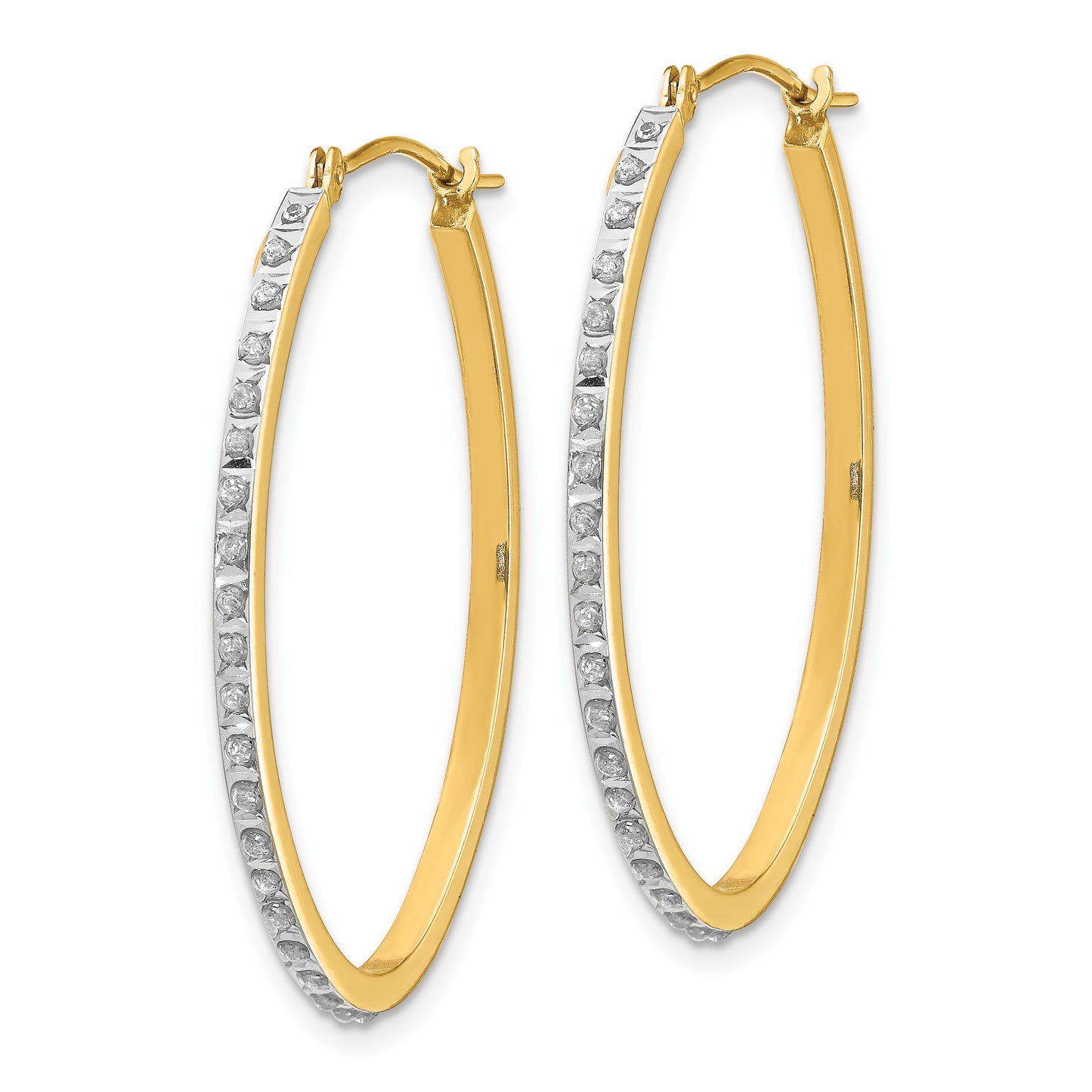 14k Diamond Fascination Diamond Dust/Accent 2x31mm Oval Hoop Earrings