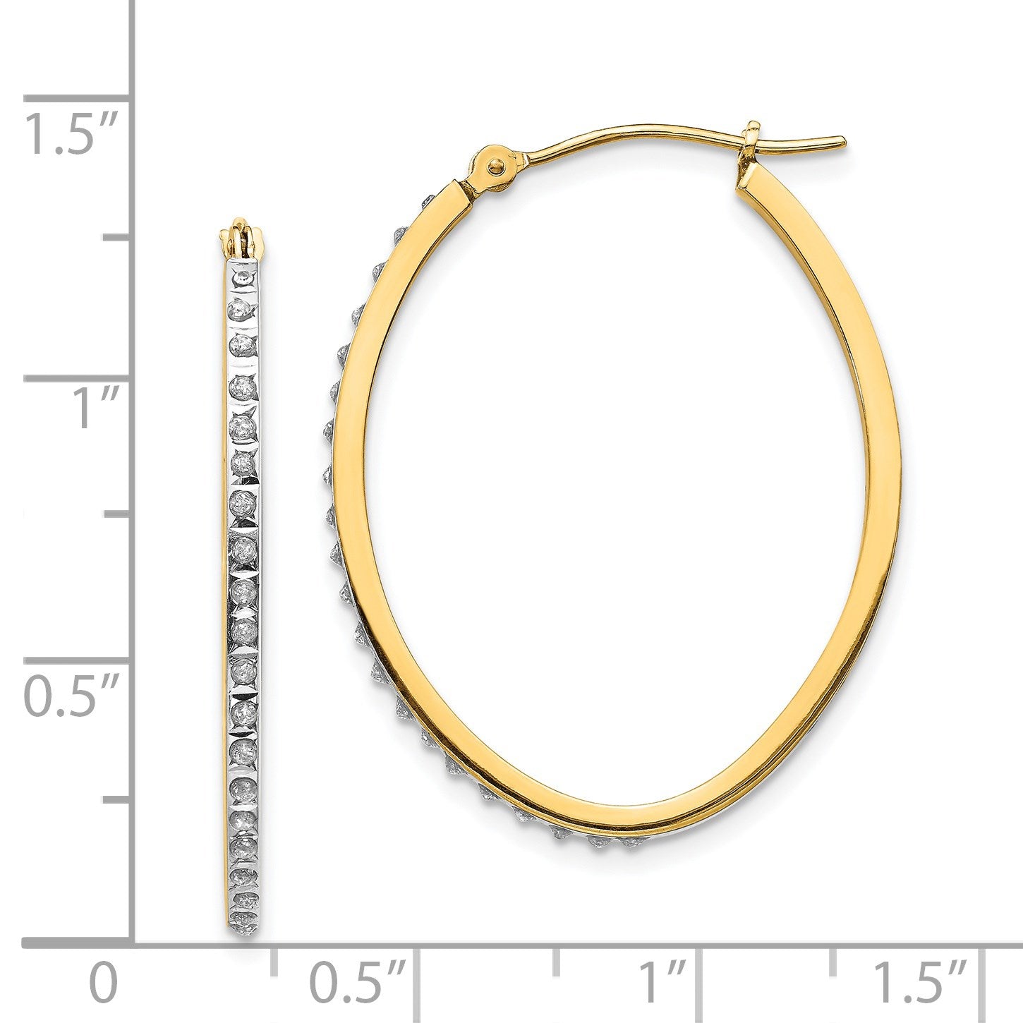 14k Diamond Fascination Diamond Dust/Accent 2x31mm Oval Hoop Earrings
