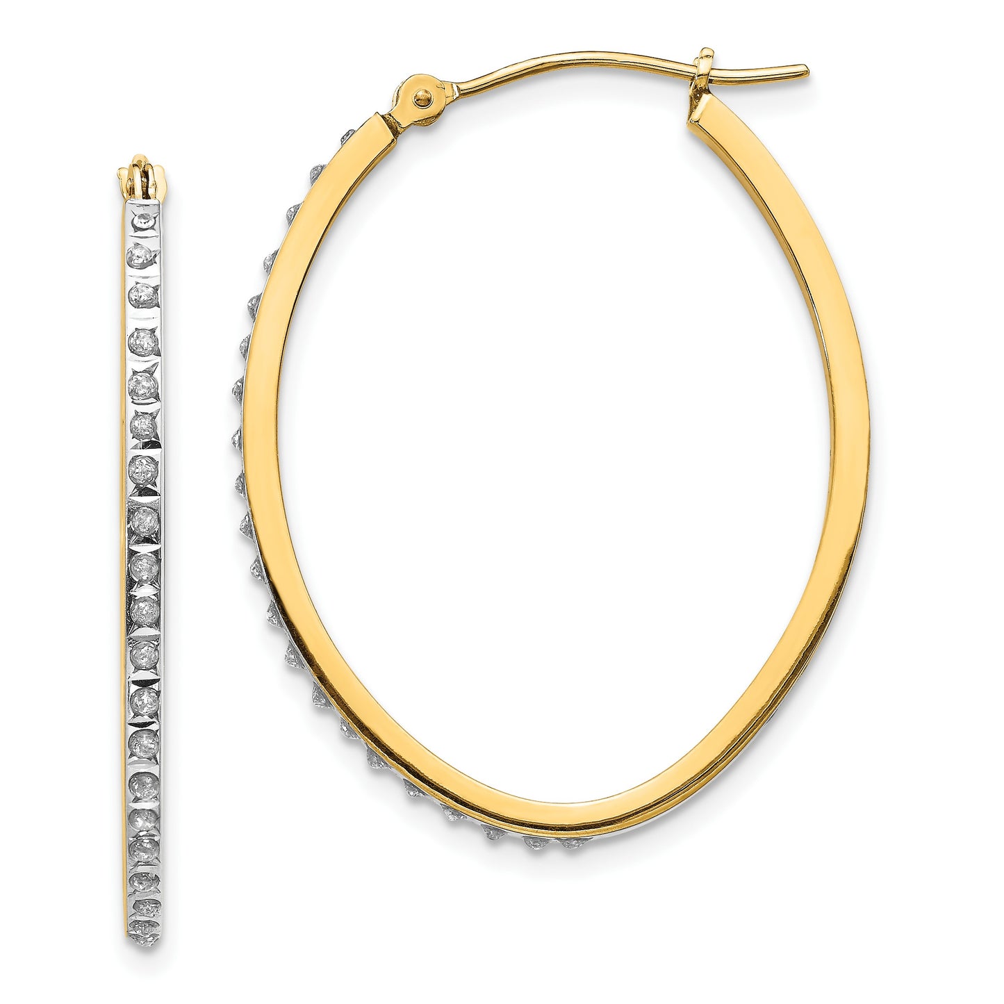 14k Diamond Fascination Diamond Dust/Accent 2x31mm Oval Hoop Earrings