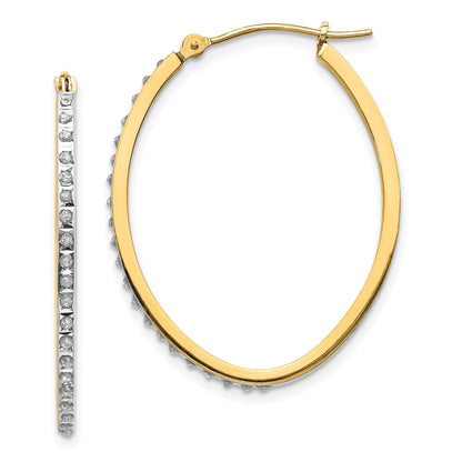 14k Diamond Fascination Diamond Dust/Accent 2x31mm Oval Hoop Earrings
