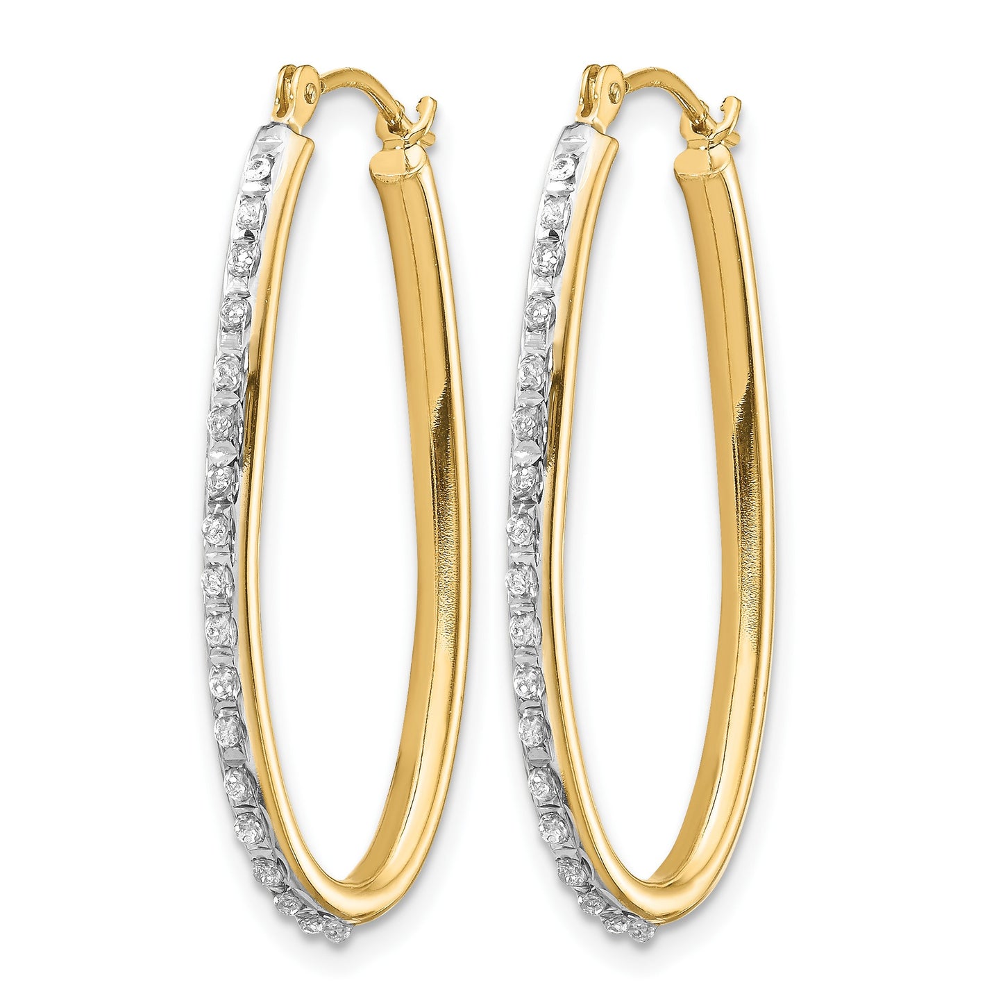 14k Diamond Fascination Diamond Dust/Accent 2x31mm Oval Twist Hoop Earrings