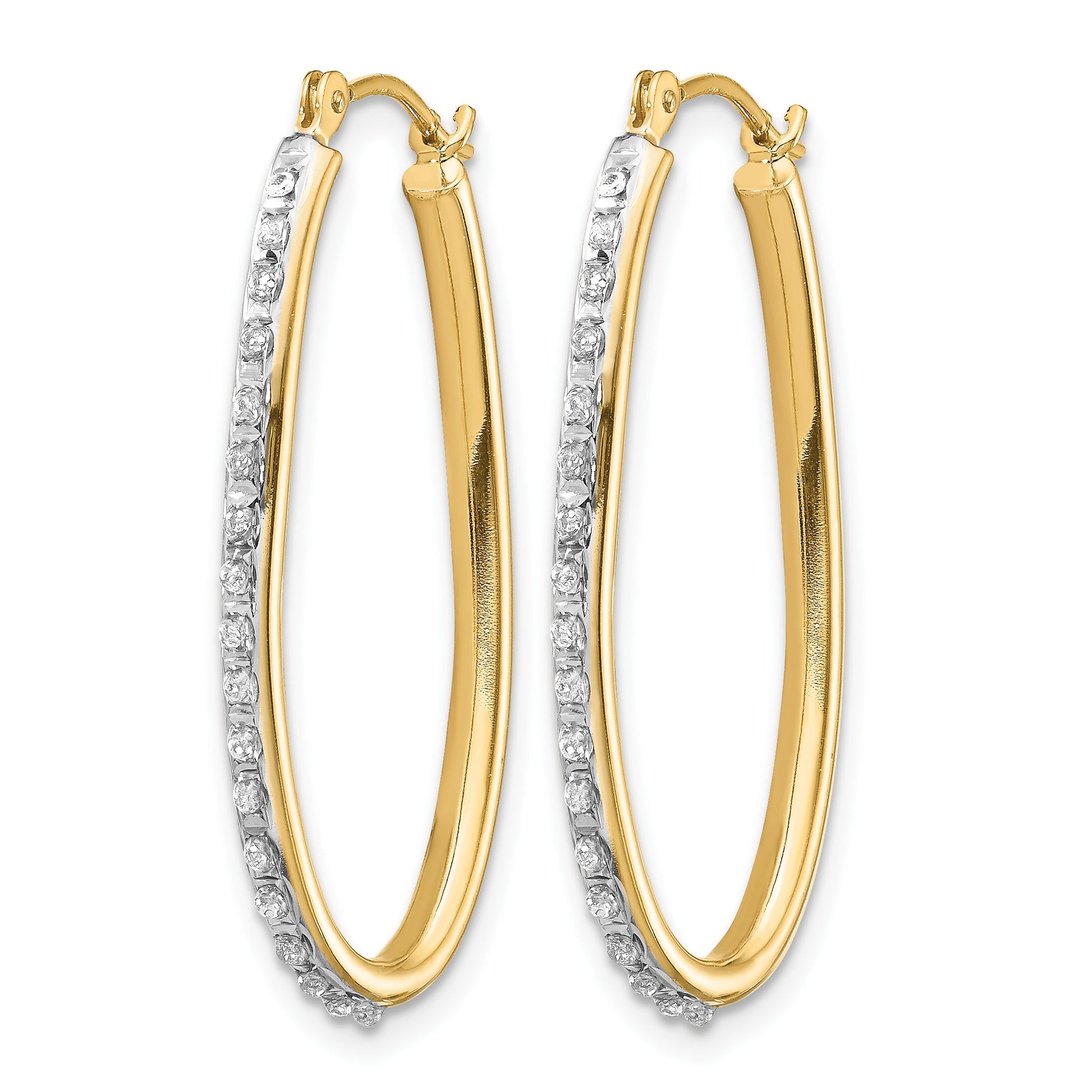 14k Diamond Fascination Diamond Dust/Accent 2x31mm Oval Twist Hoop Earrings