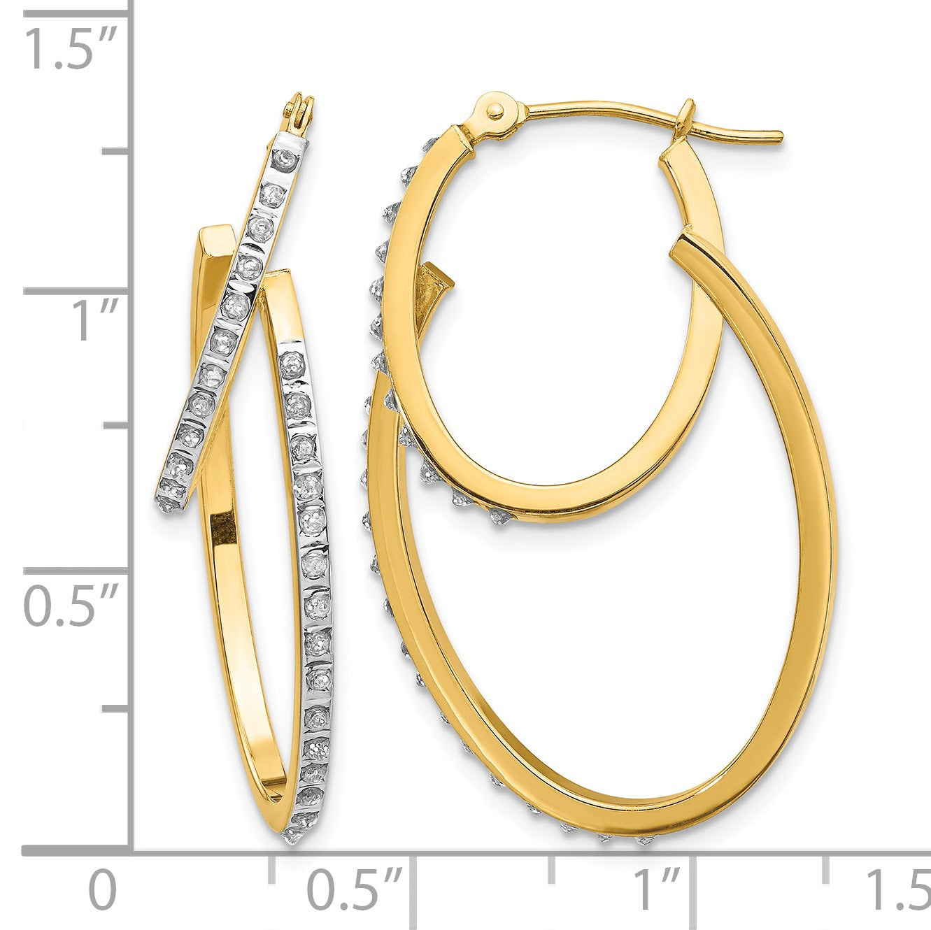 14k Diamond Fascination Diamond Dust/Accent Double Hoop Earrings