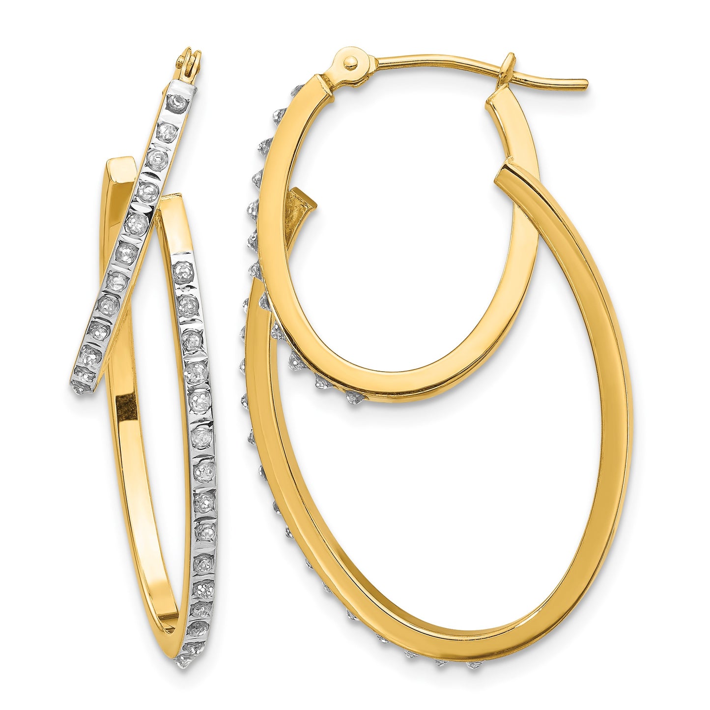14k Diamond Fascination Diamond Dust/Accent Double Hoop Earrings
