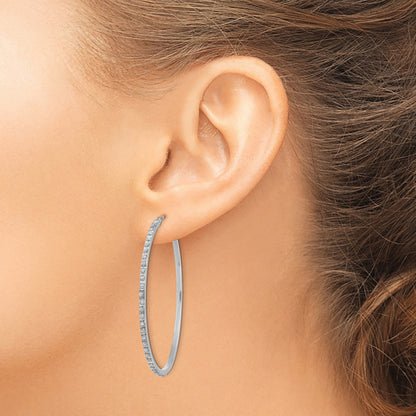 14k White Gold Diamond Fascination Diamond Dust/Accent 2x49mm Round Hoop Earrings