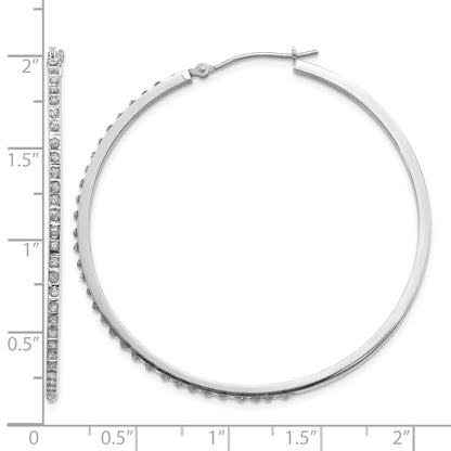 14k White Gold Diamond Fascination Diamond Dust/Accent 2x49mm Round Hoop Earrings