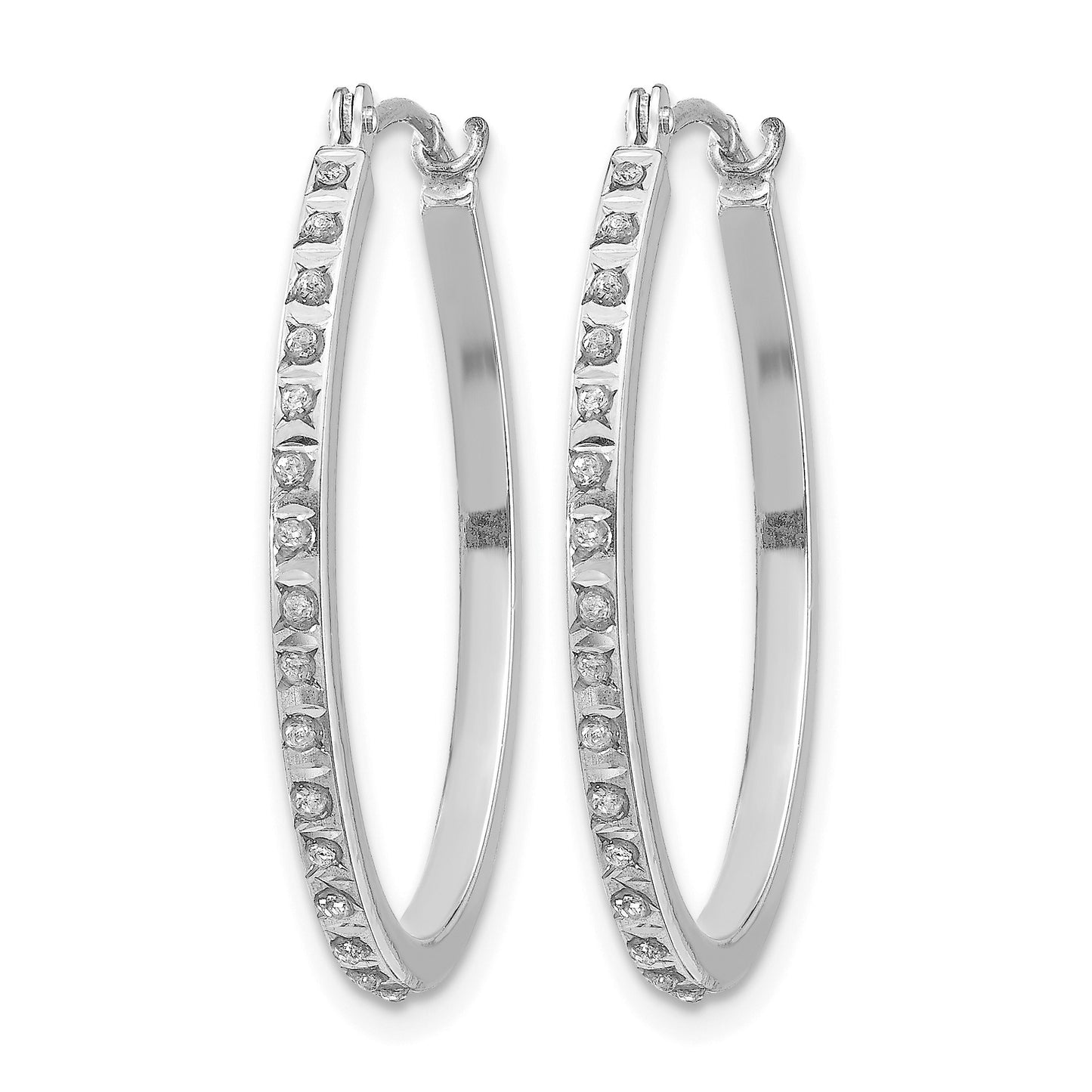 14k White Gold Diamond Fascination Diamond Dust/Accent 2x26mm Oval Hoop Earrings