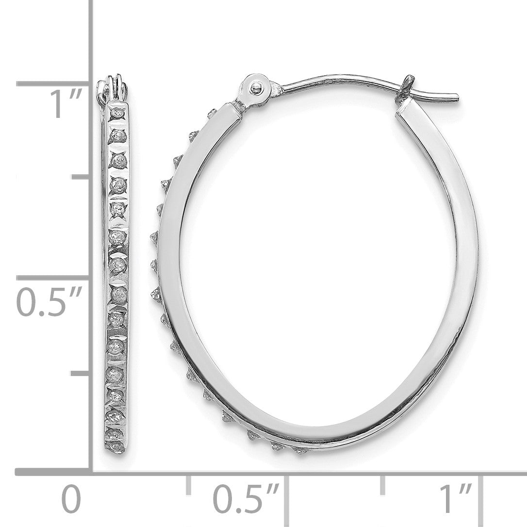 14k White Gold Diamond Fascination Diamond Dust/Accent 2x26mm Oval Hoop Earrings