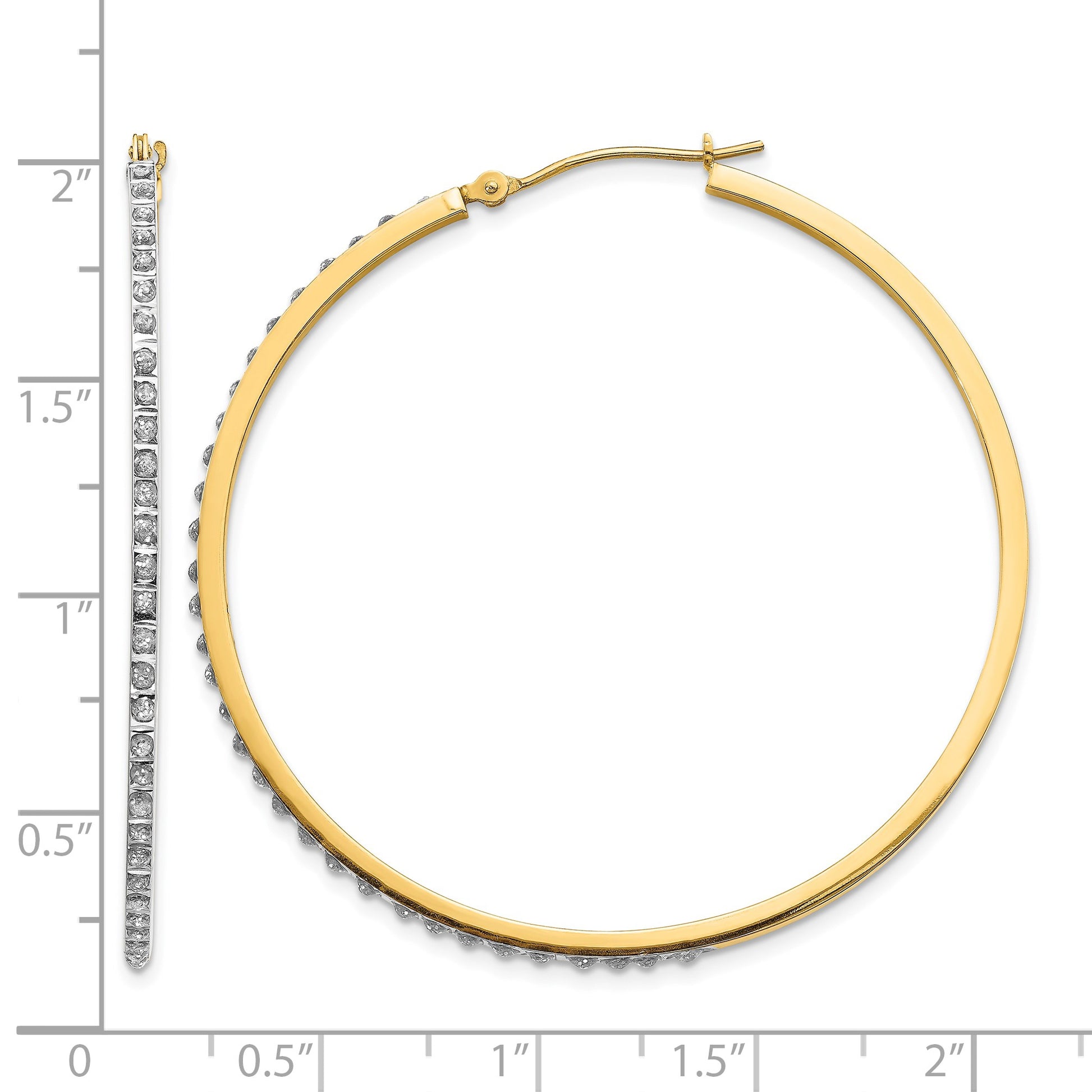 14k Diamond Fascination Diamond Dust/Accent 2x46mm Round Hoop Earrings