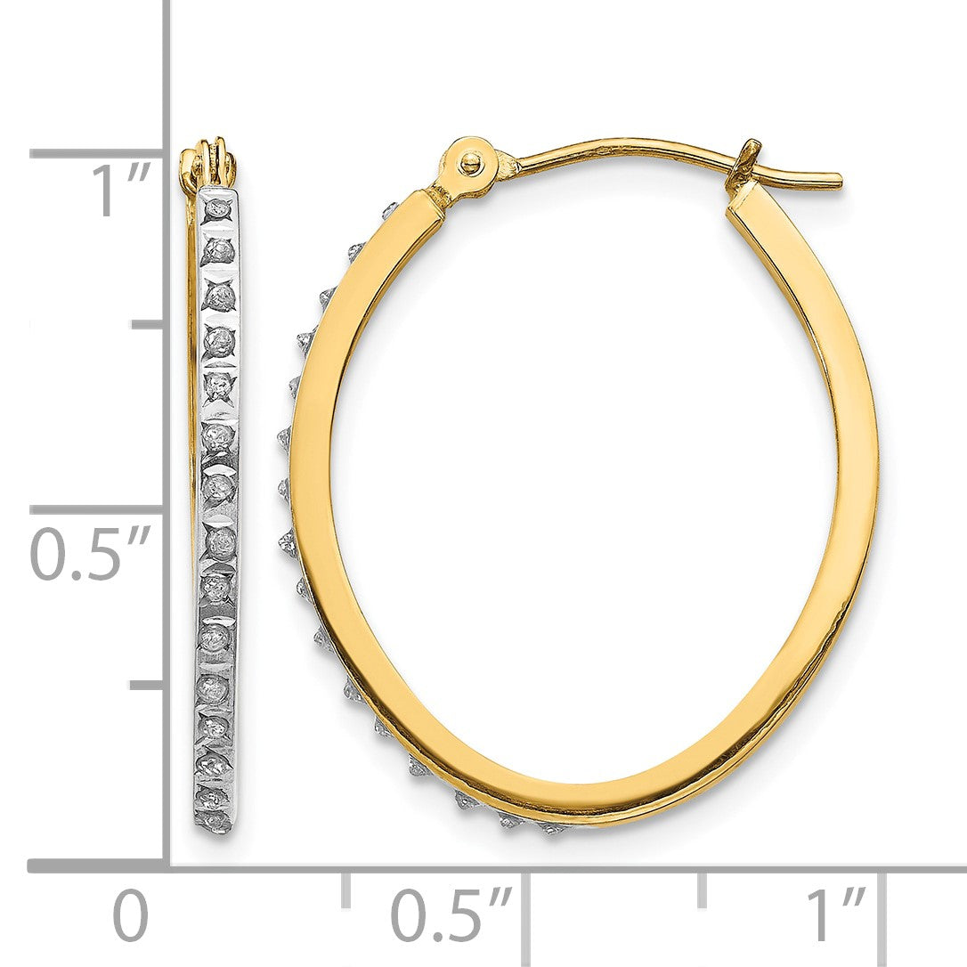 14k Diamond Fascination Diamond Dust/Accent 2x26mm Oval Hoop Earrings