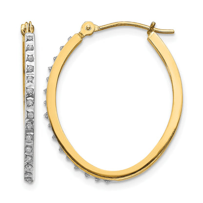 14k Diamond Fascination Diamond Dust/Accent 2x26mm Oval Hoop Earrings
