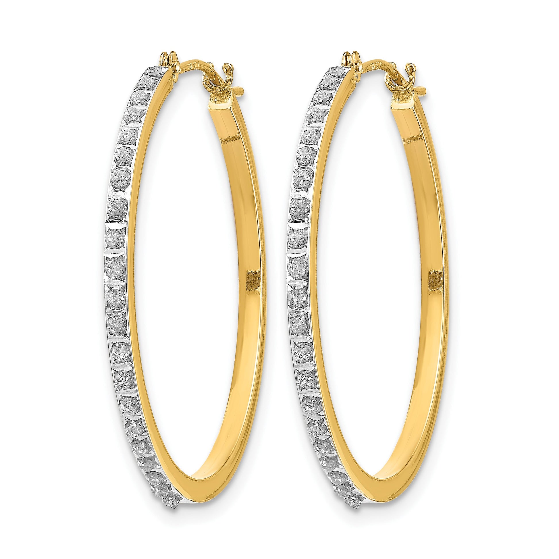 14k Diamond Fascination Diamond Dust/Accent 2x27mm Round Hoop Earrings