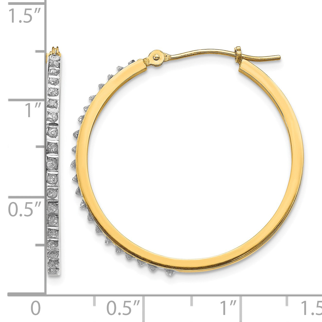 14k Diamond Fascination Diamond Dust/Accent 2x27mm Round Hoop Earrings