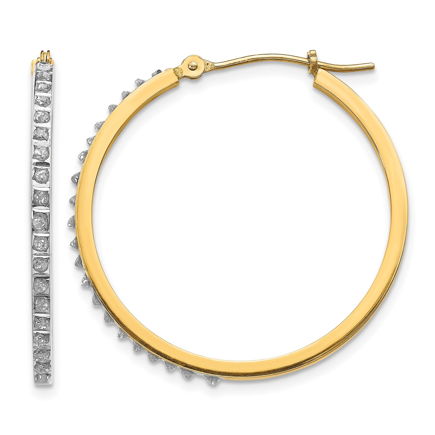 14k Diamond Fascination Diamond Dust/Accent 2x27mm Round Hoop Earrings