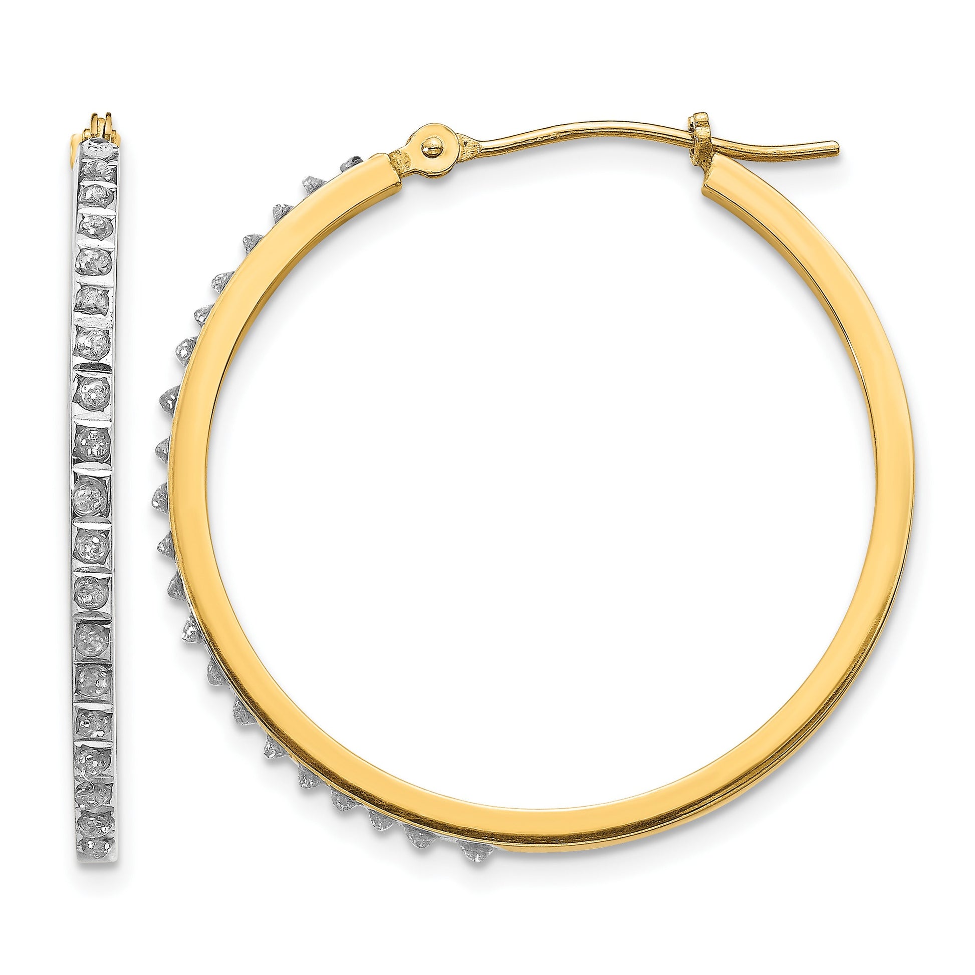 14k Diamond Fascination Diamond Dust/Accent 2x27mm Round Hoop Earrings