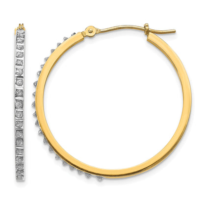 14k Diamond Fascination Diamond Dust/Accent 2x27mm Round Hoop Earrings