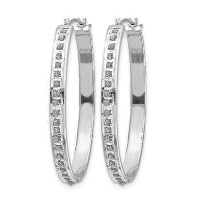 14k White Gold Diamond Fascination Diamond Dust/Accent 4x37mm Oval Hoop Earrings