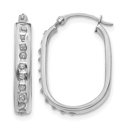 14k White Gold Diamond Fascination Diamond Dust/Accent 3x21mm Oval Hoop Earrings