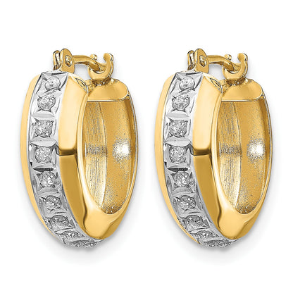 14k Diamond Fascination Daimond Dust/Accent 5x16mm Round Hoop Earrings