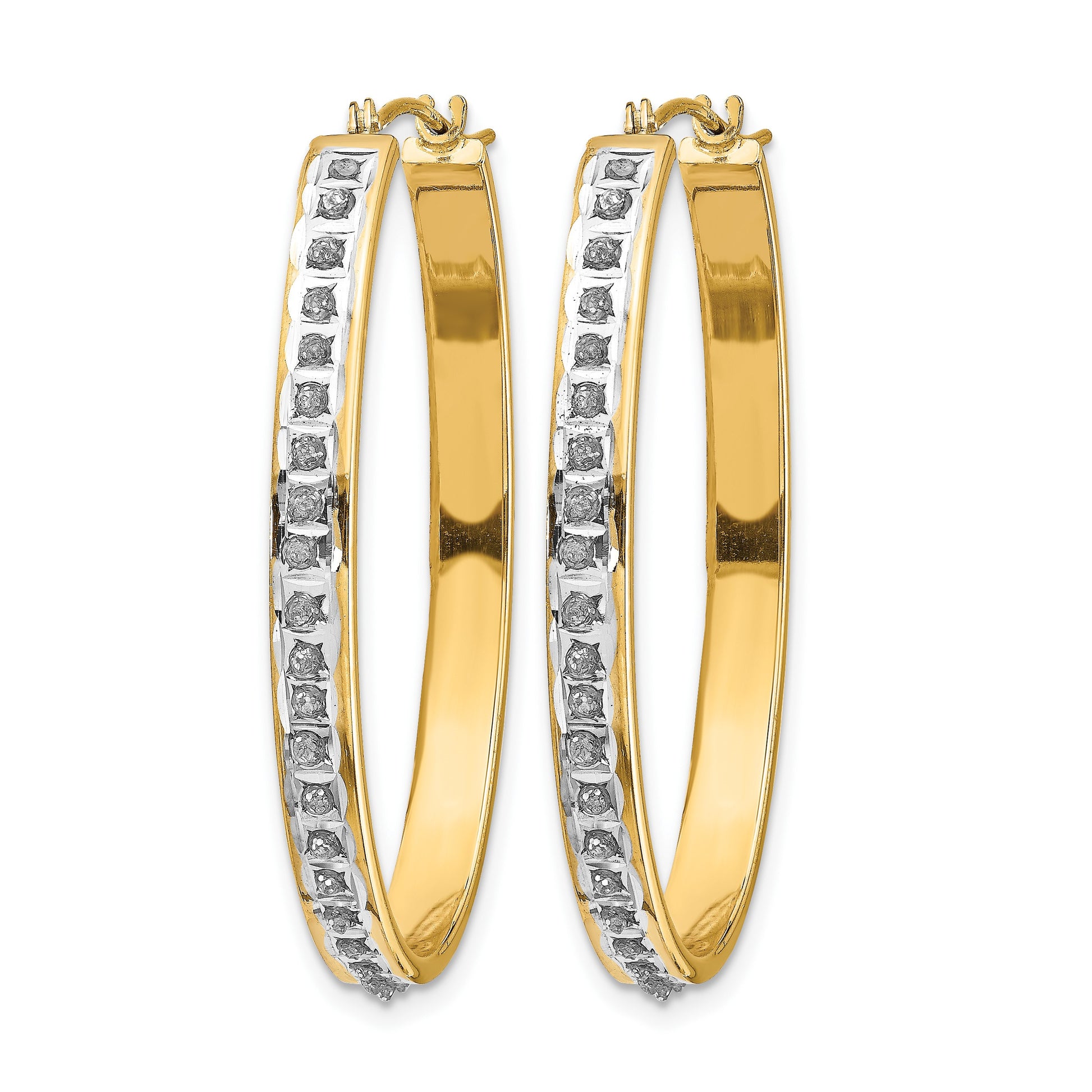 14k Diamond Fascination Diamond Dust/Accent 4x37mm Oval Hoop Earrings