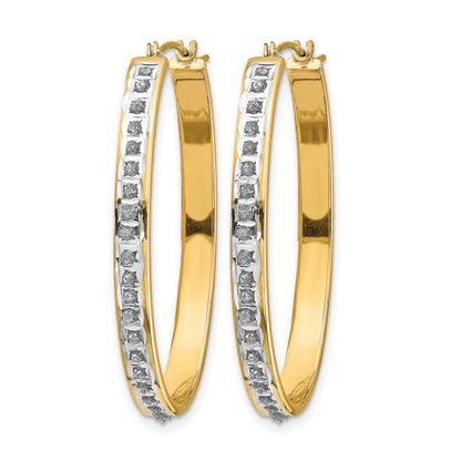 14k Diamond Fascination Diamond Dust/Accent 4x37mm Oval Hoop Earrings