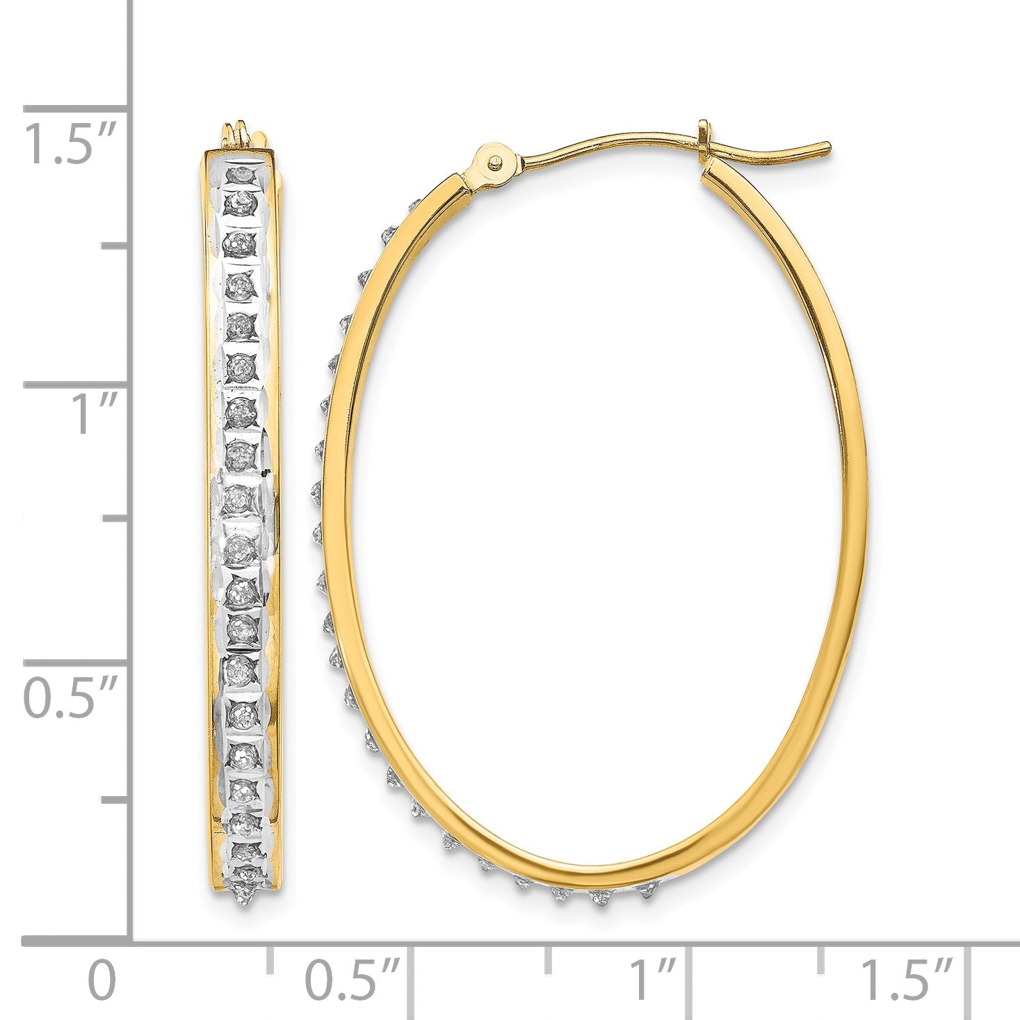 14k Diamond Fascination Diamond Dust/Accent 4x37mm Oval Hoop Earrings