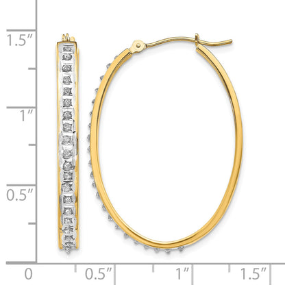 14k Diamond Fascination Diamond Dust/Accent 4x37mm Oval Hoop Earrings