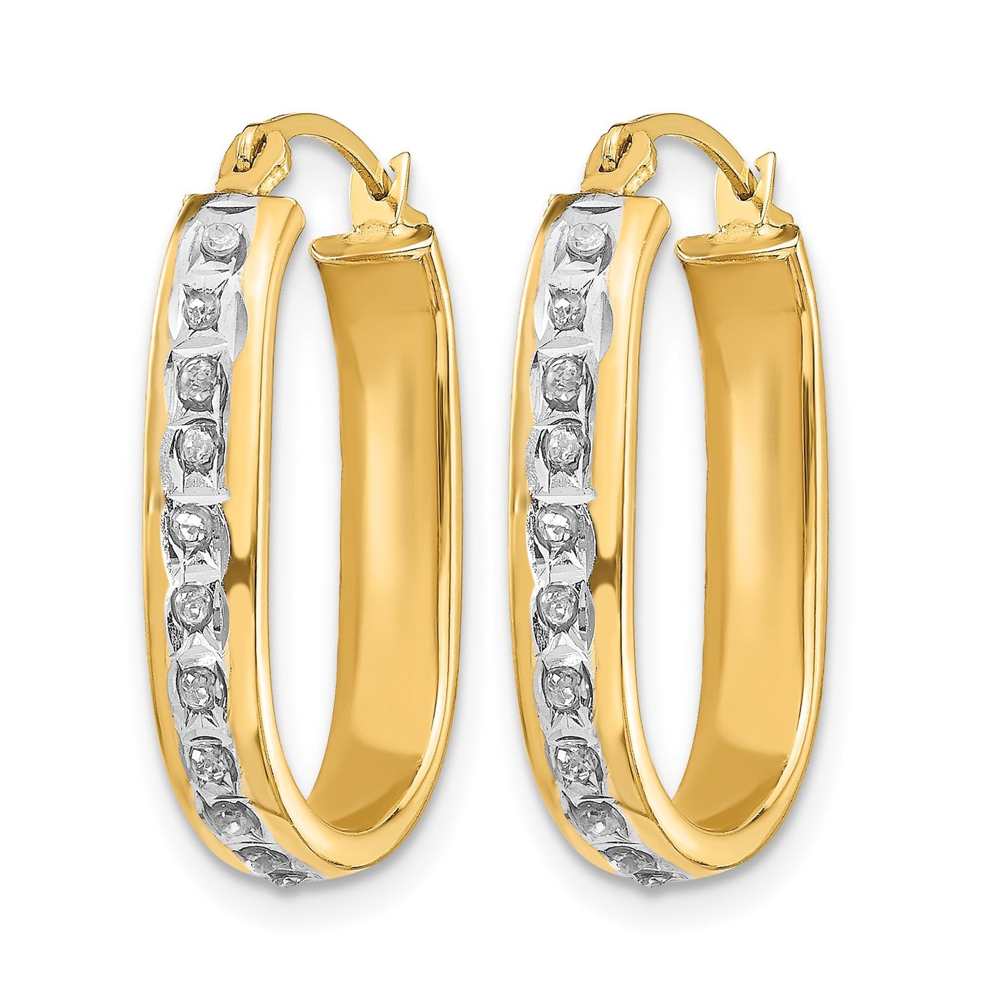 14k Diamond Fascination Diamond Dust/Accent 3x21mm Oval Hoop Earrings