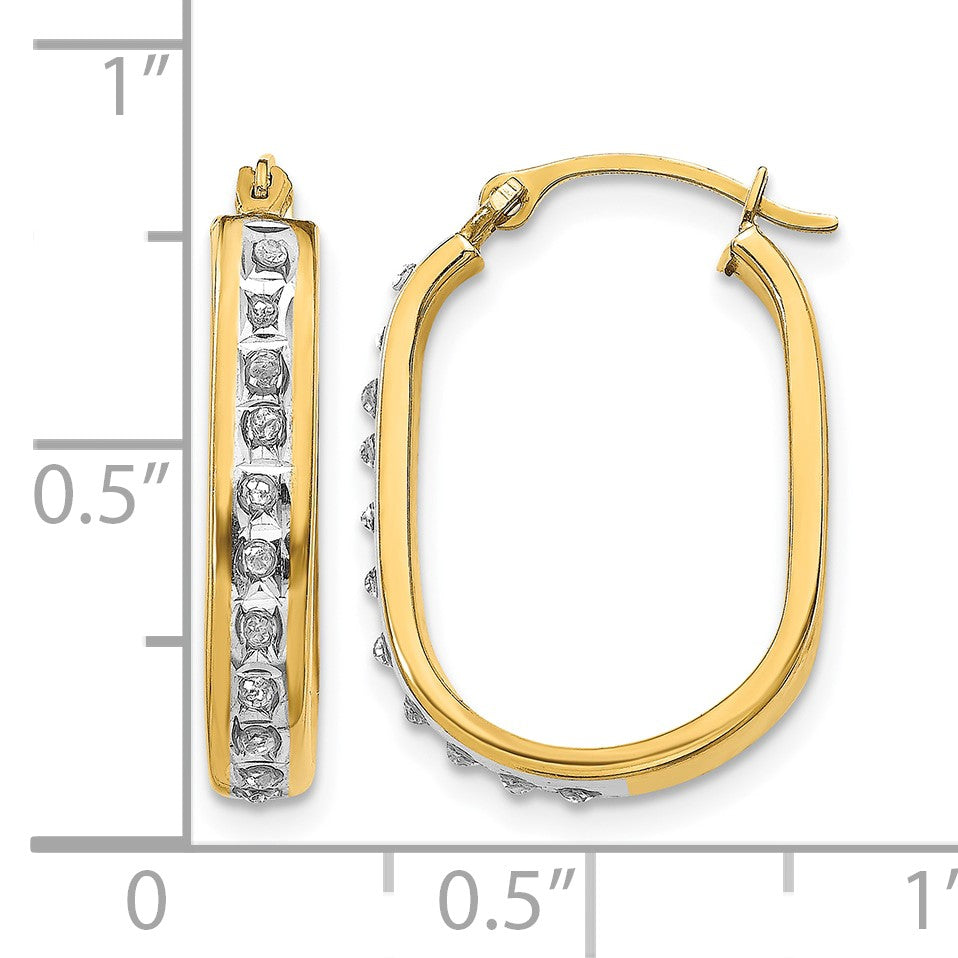 14k Diamond Fascination Diamond Dust/Accent 3x21mm Oval Hoop Earrings