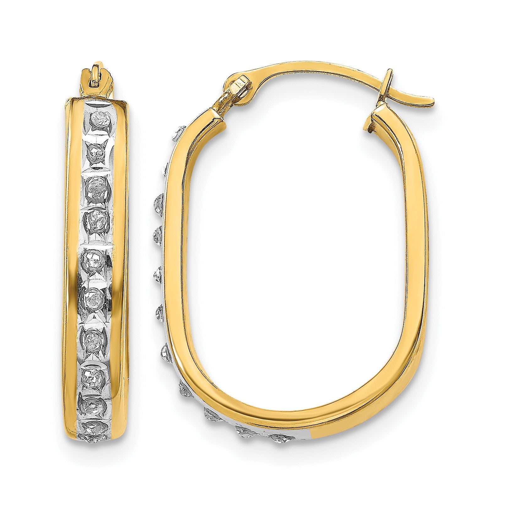 14k Diamond Fascination Diamond Dust/Accent 3x21mm Oval Hoop Earrings