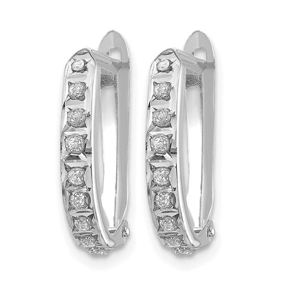 14k White Gold Diamond Fascination Diamond Dust/Accent 2x16mm Oval Hinged Hoop Earrings