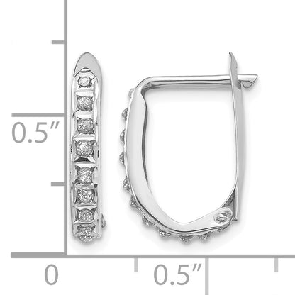 14k White Gold Diamond Fascination Diamond Dust/Accent 2x16mm Oval Hinged Hoop Earrings