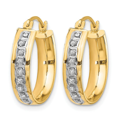 14k Diamond Fascination Diamond  Dust/Accent 5x18mm Round Hoop Earrings