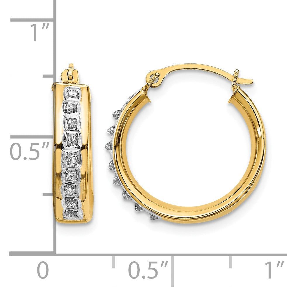 14k Diamond Fascination Diamond  Dust/Accent 5x18mm Round Hoop Earrings