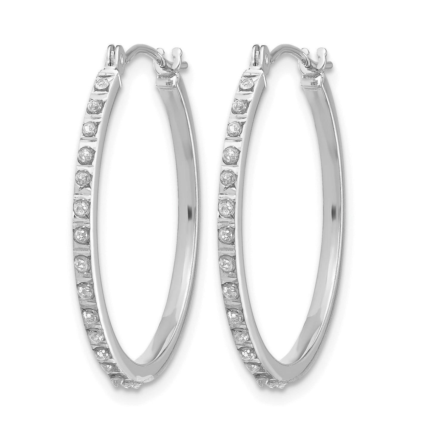 14k White Gold Diamond Fascination Diamond Dust/Accent 2x26mm Round Hoop Earrings
