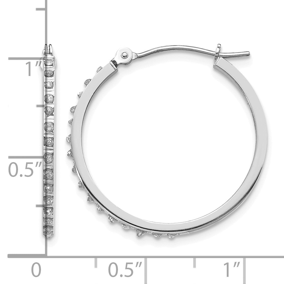 14k White Gold Diamond Fascination Diamond Dust/Accent 2x26mm Round Hoop Earrings