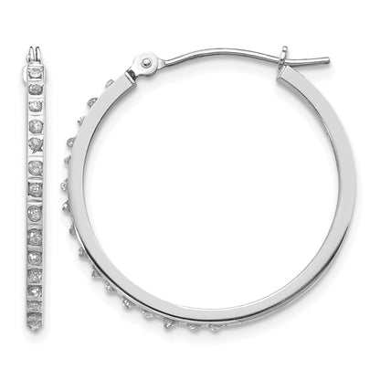 14k White Gold Diamond Fascination Diamond Dust/Accent 2x26mm Round Hoop Earrings