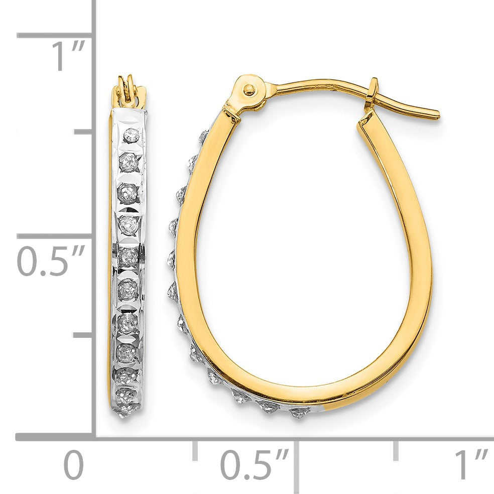 14k and White Rhodium Diamond Fascination Diamond Dust/Accent 2x18mm Oval Hoop Earrings