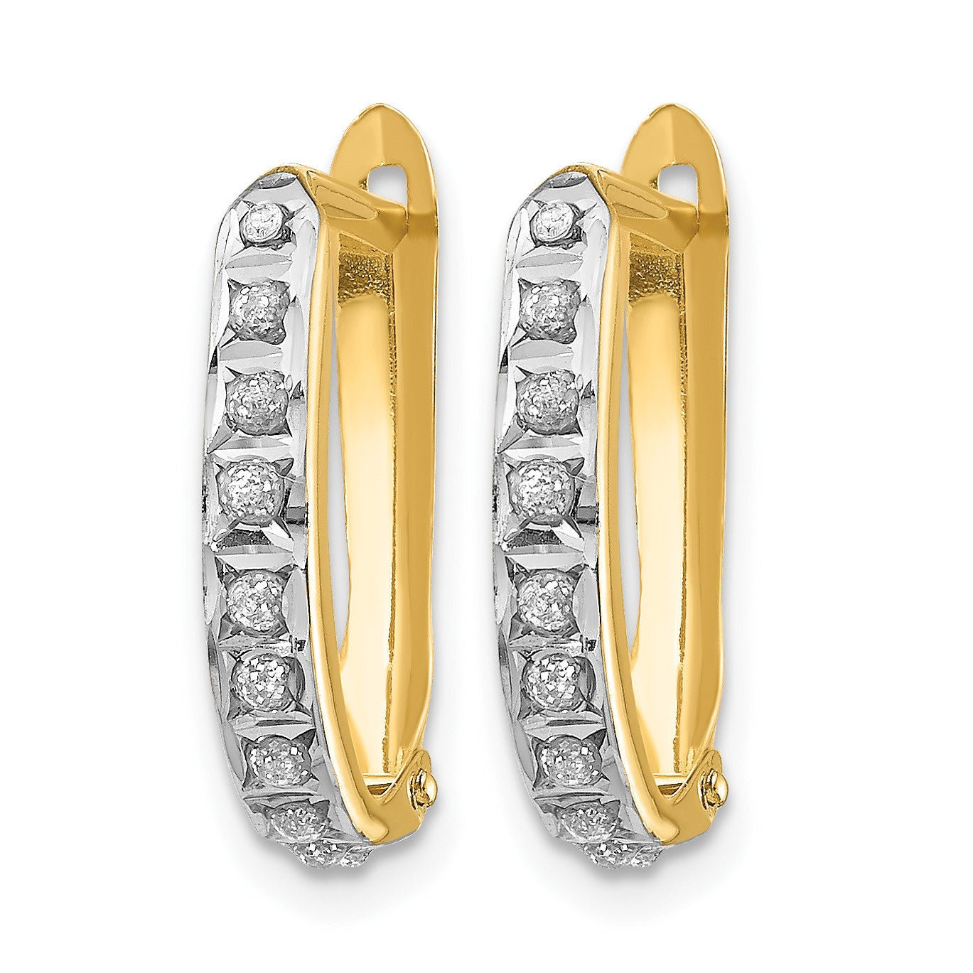 14k Diamond Fascination Diamond Dust/Accent 2x16mm Oval Hinged Hoop Earrings