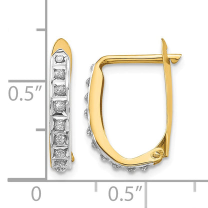 14k Diamond Fascination Diamond Dust/Accent 2x16mm Oval Hinged Hoop Earrings